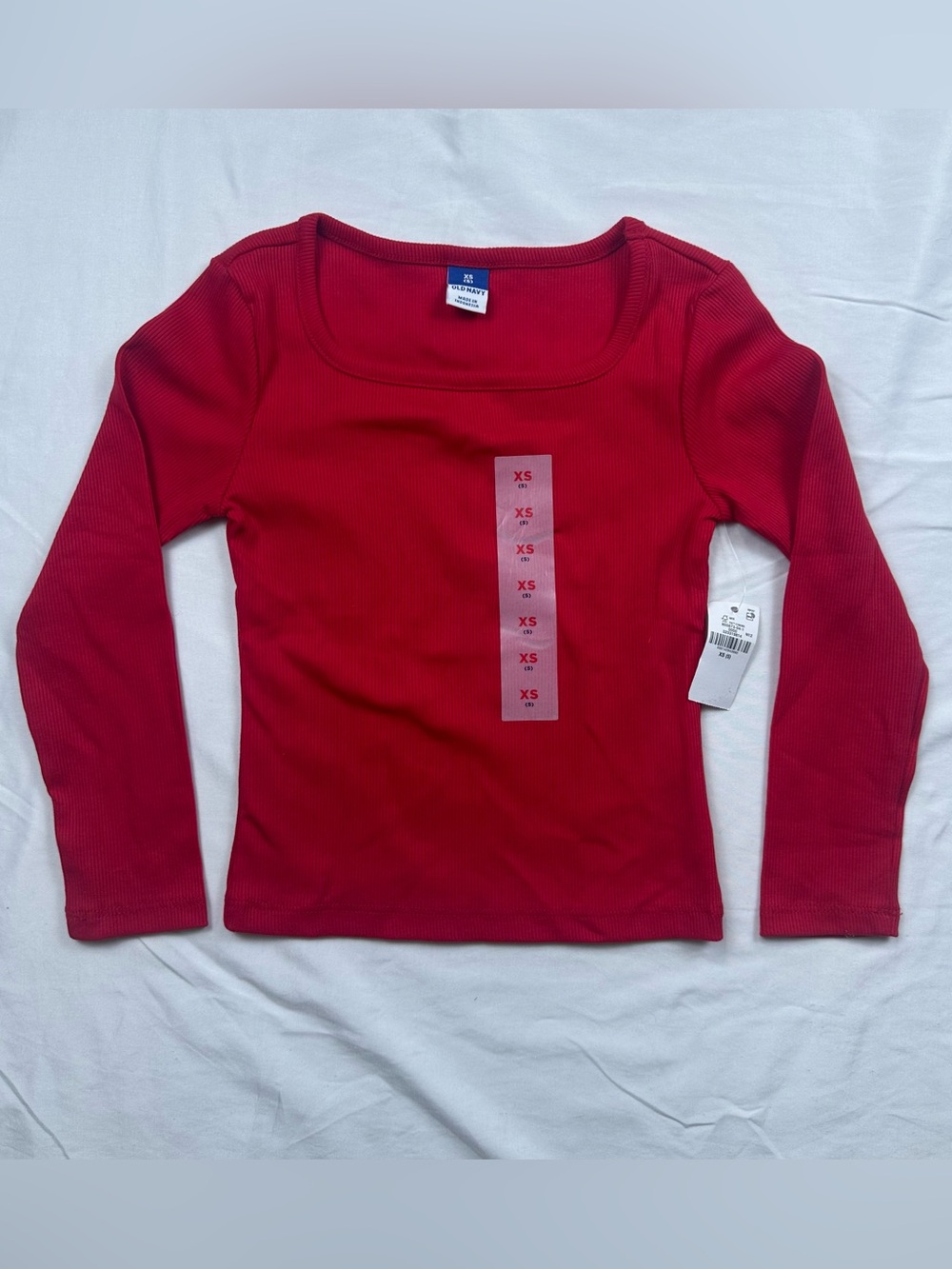 NWT Old Navy Roma Red Ribbed Square Neck Long Sleeve T-Shirt Girls XS (5)
